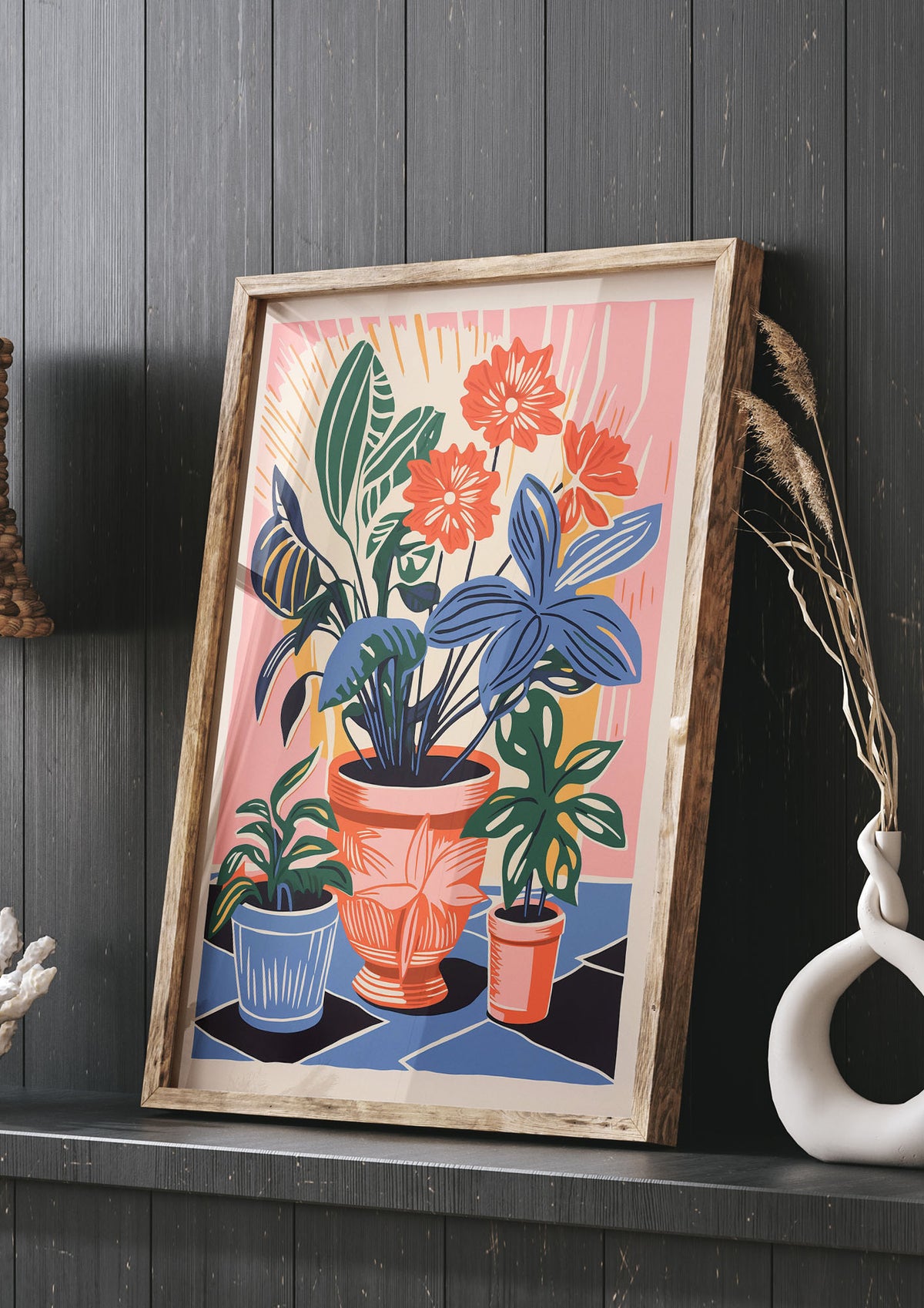 Vase with 27 Brightly Colored Flowers