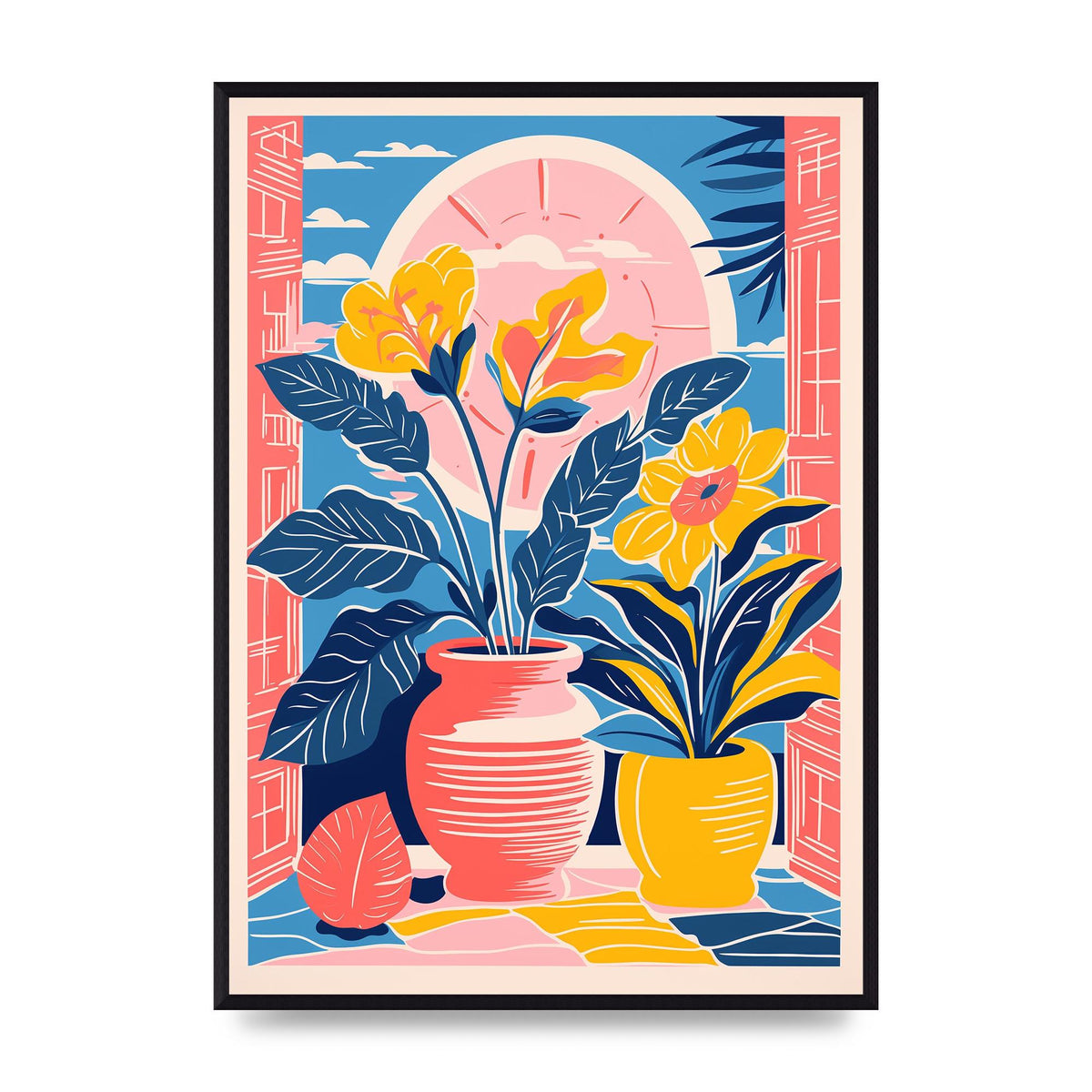 Vase with 29 Bold Shapes and Flowers