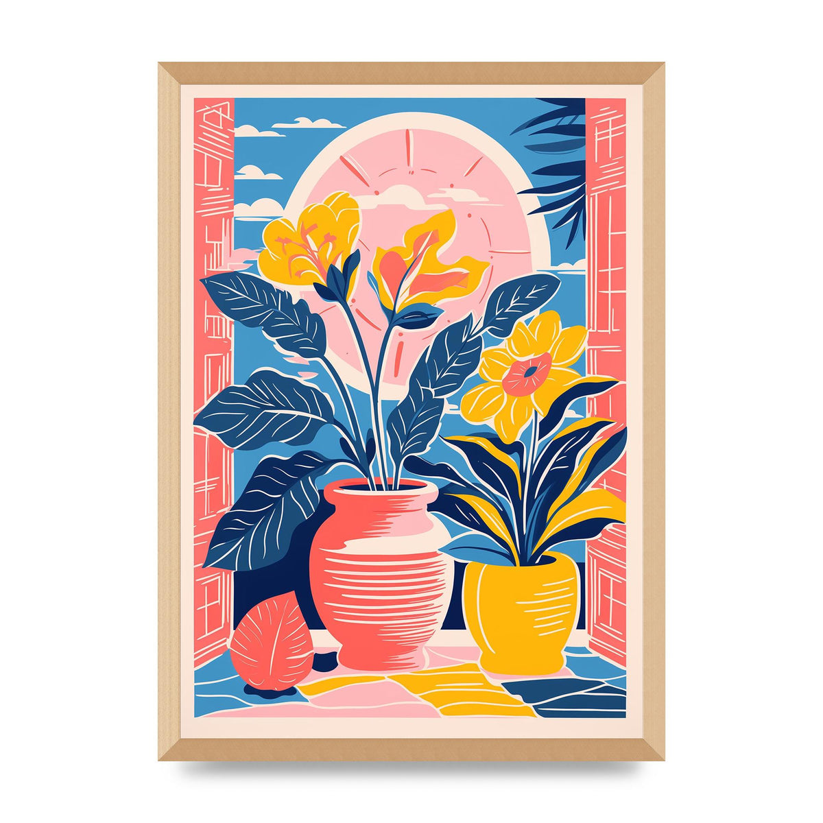 Vase with 29 Bold Shapes and Flowers