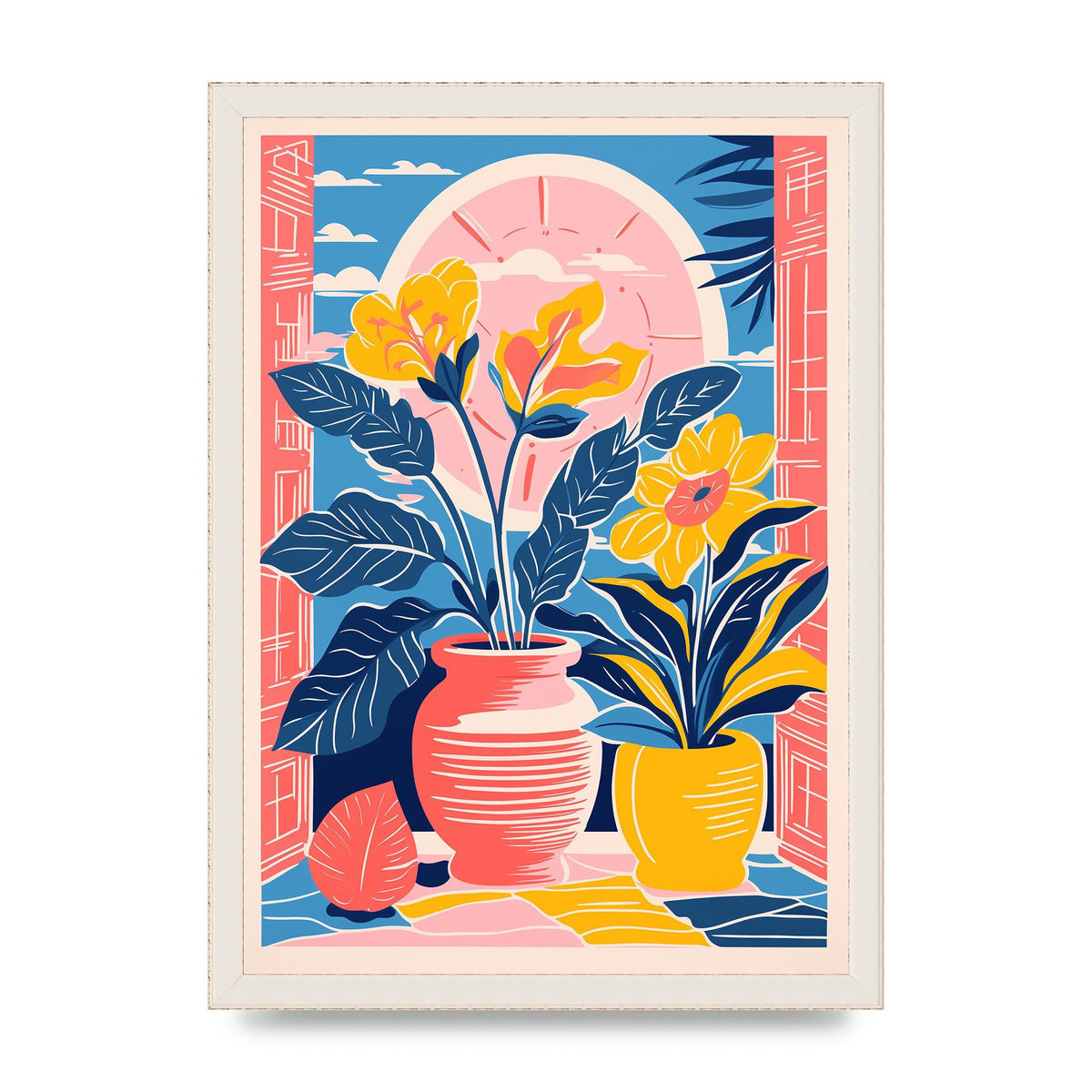Vase with 29 Bold Shapes and Flowers