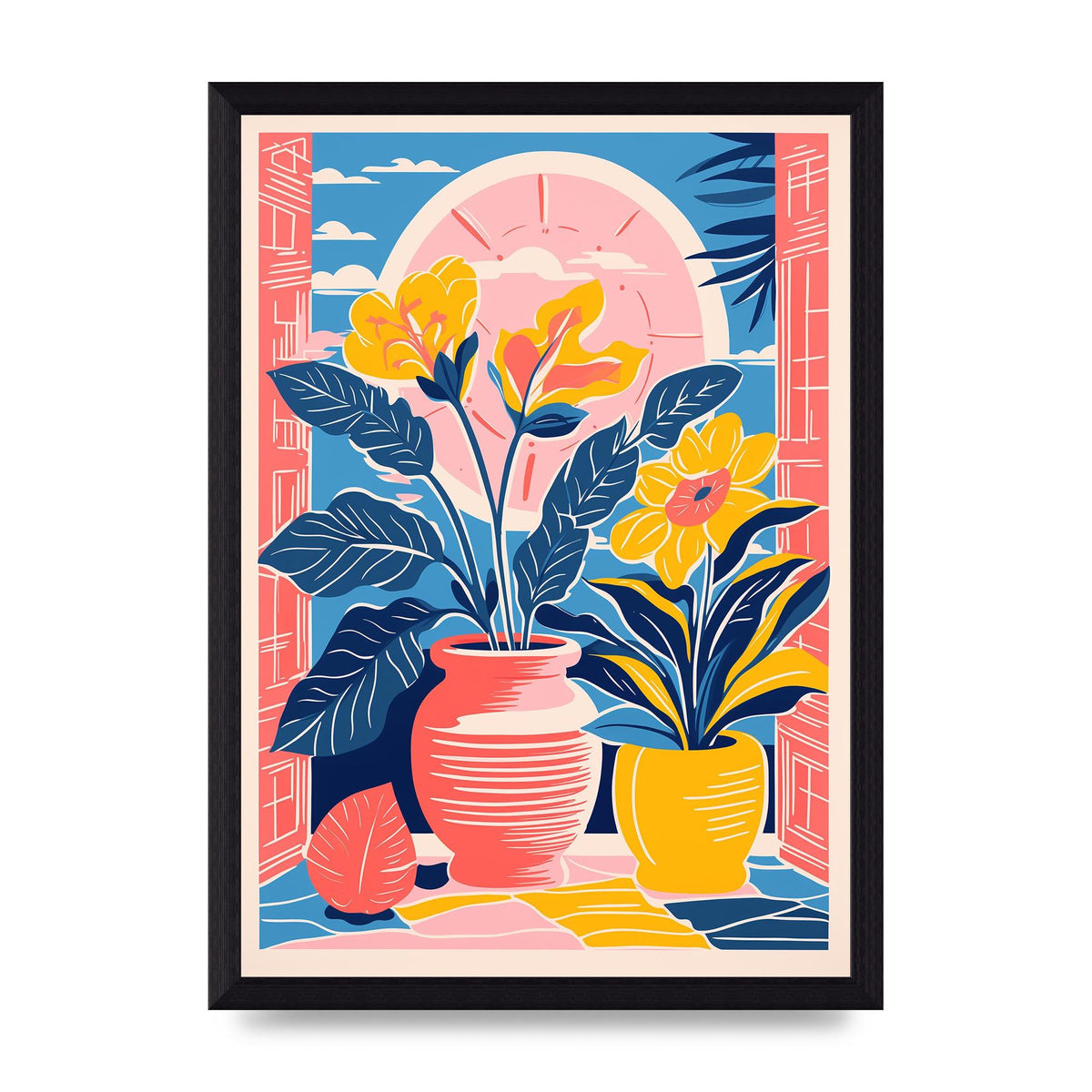 Vase with 29 Bold Shapes and Flowers