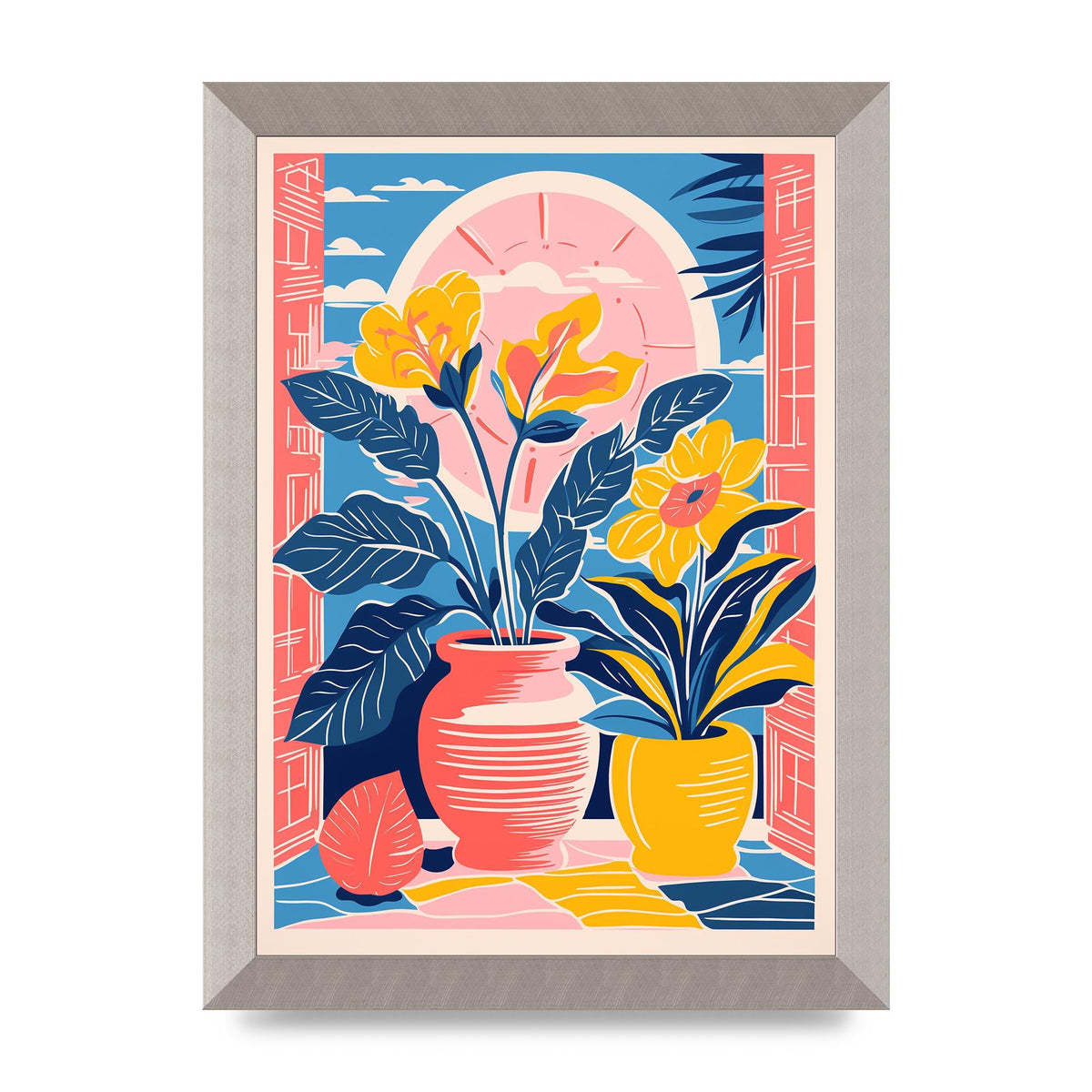Vase with 29 Bold Shapes and Flowers