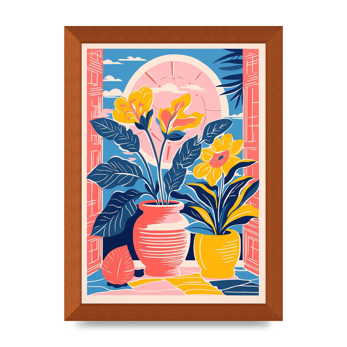 Vase with 29 Bold Shapes and Flowers
