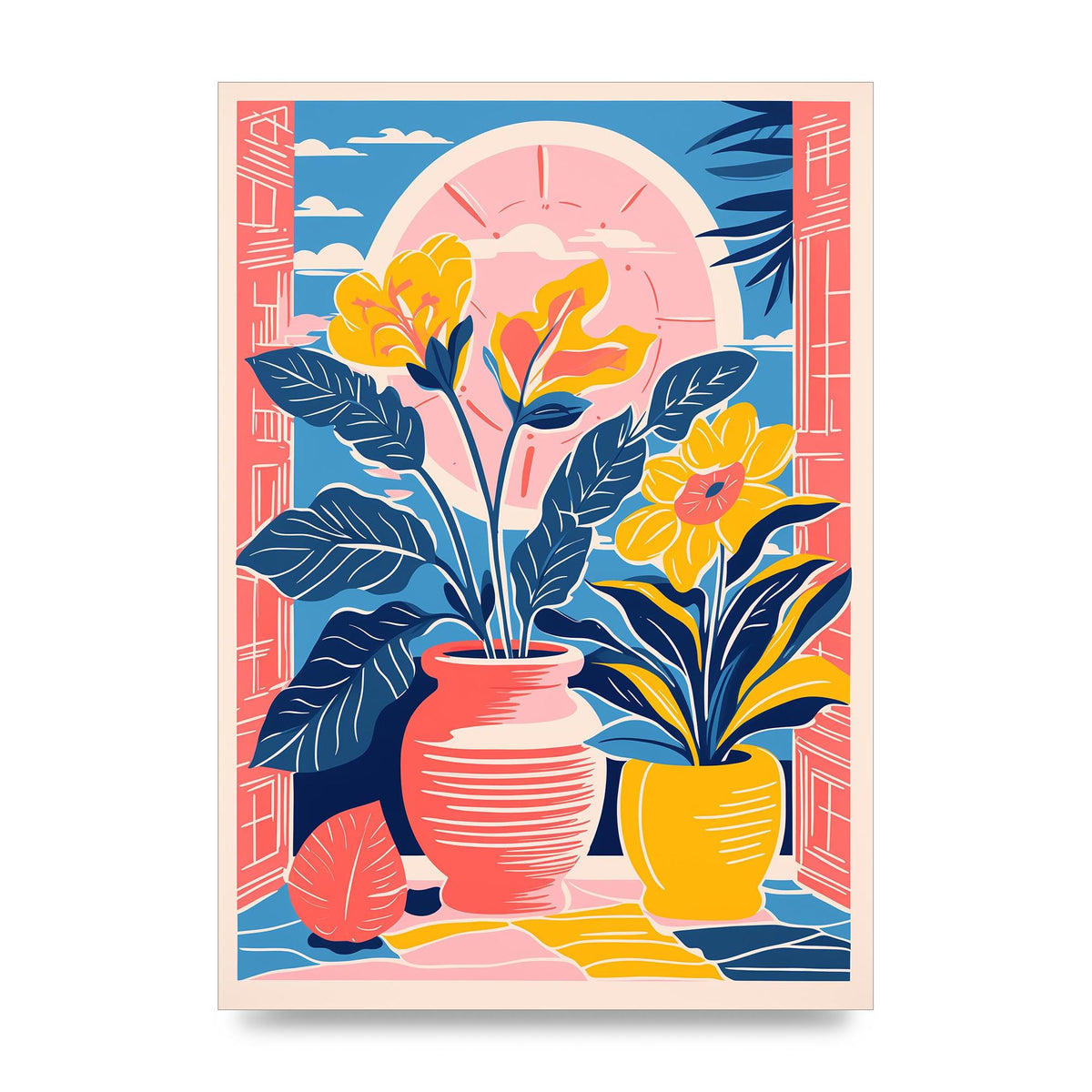 Vase with 29 Bold Shapes and Flowers