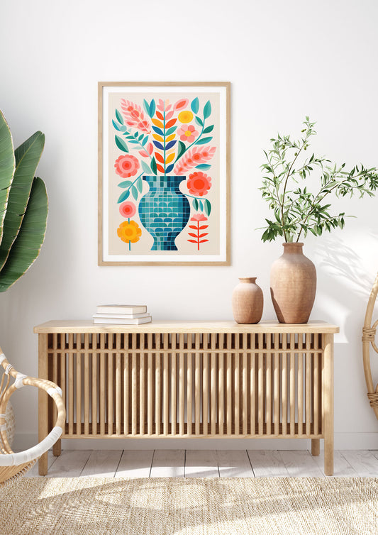 Colorful Vase with Bold Shapes and Hues