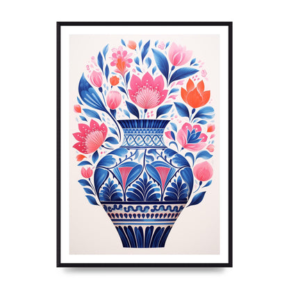 Colorful Vase with Vibrant Bold Flowers