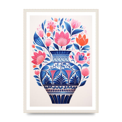 Colorful Vase with Vibrant Bold Flowers