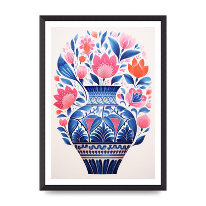 Colorful Vase with Vibrant Bold Flowers