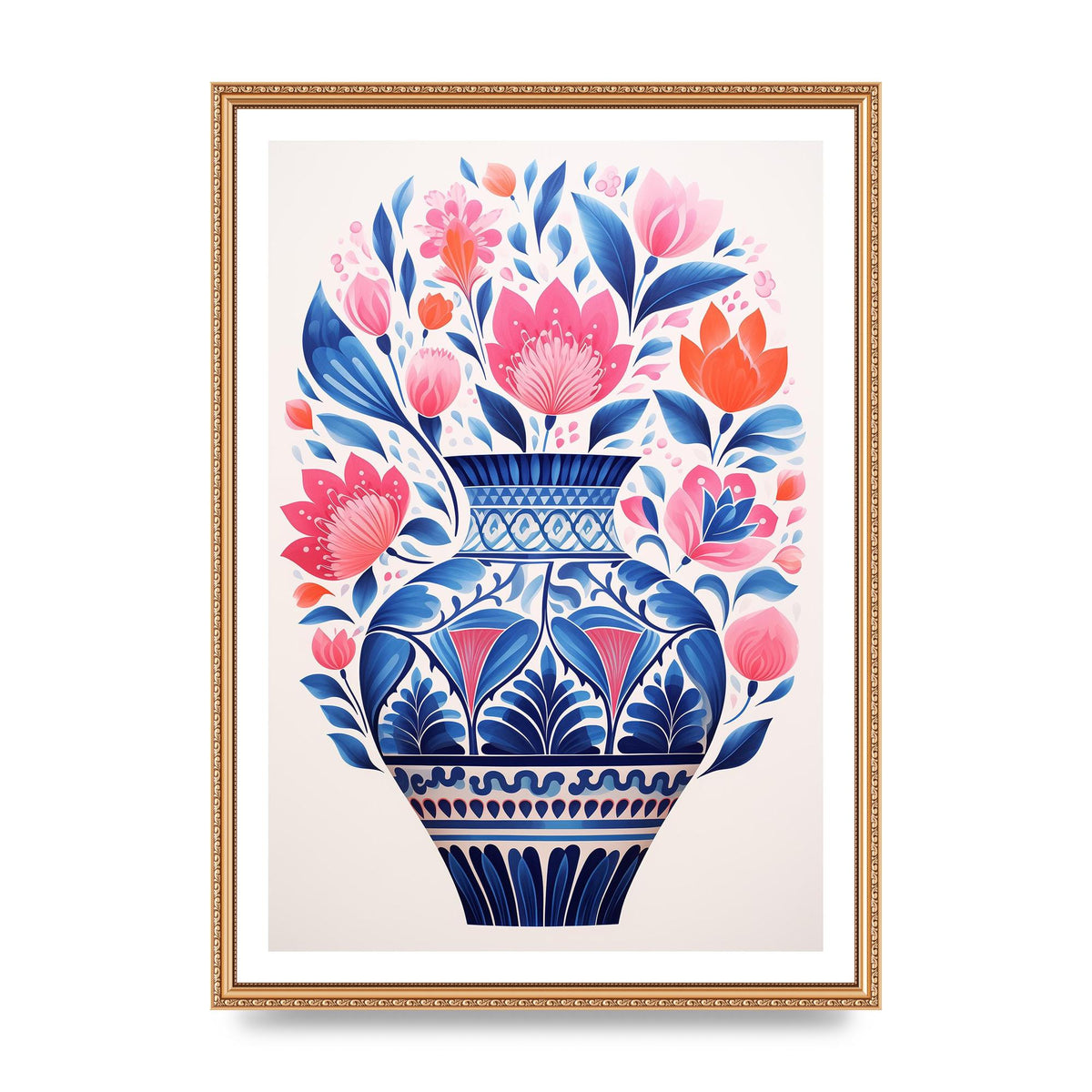 Colorful Vase with Vibrant Bold Flowers