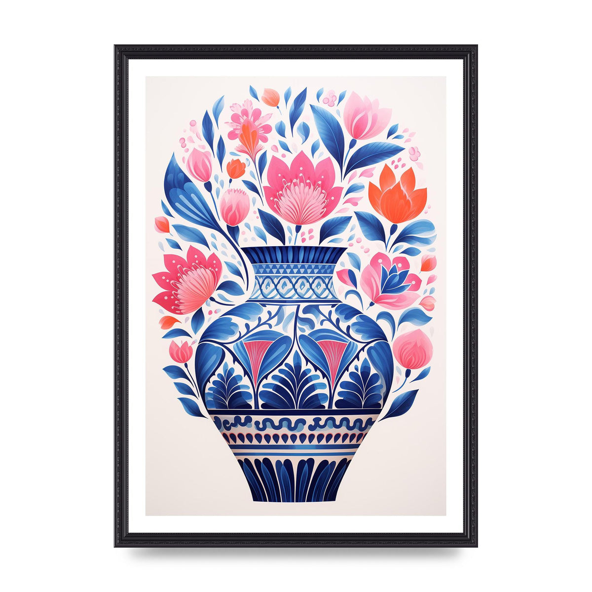 Colorful Vase with Vibrant Bold Flowers