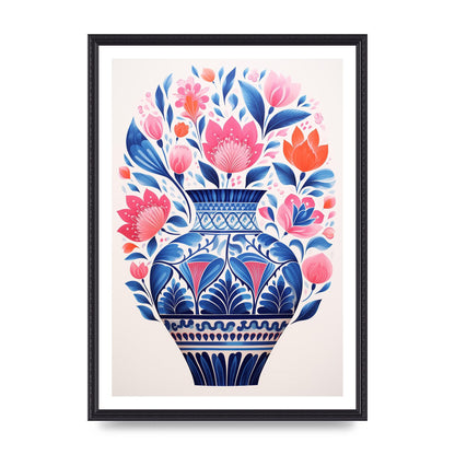Colorful Vase with Vibrant Bold Flowers