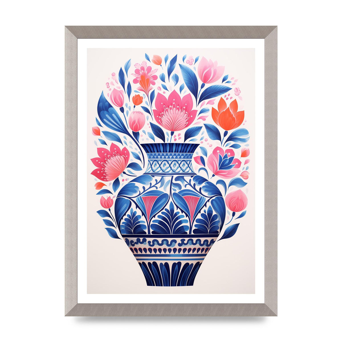 Colorful Vase with Vibrant Bold Flowers
