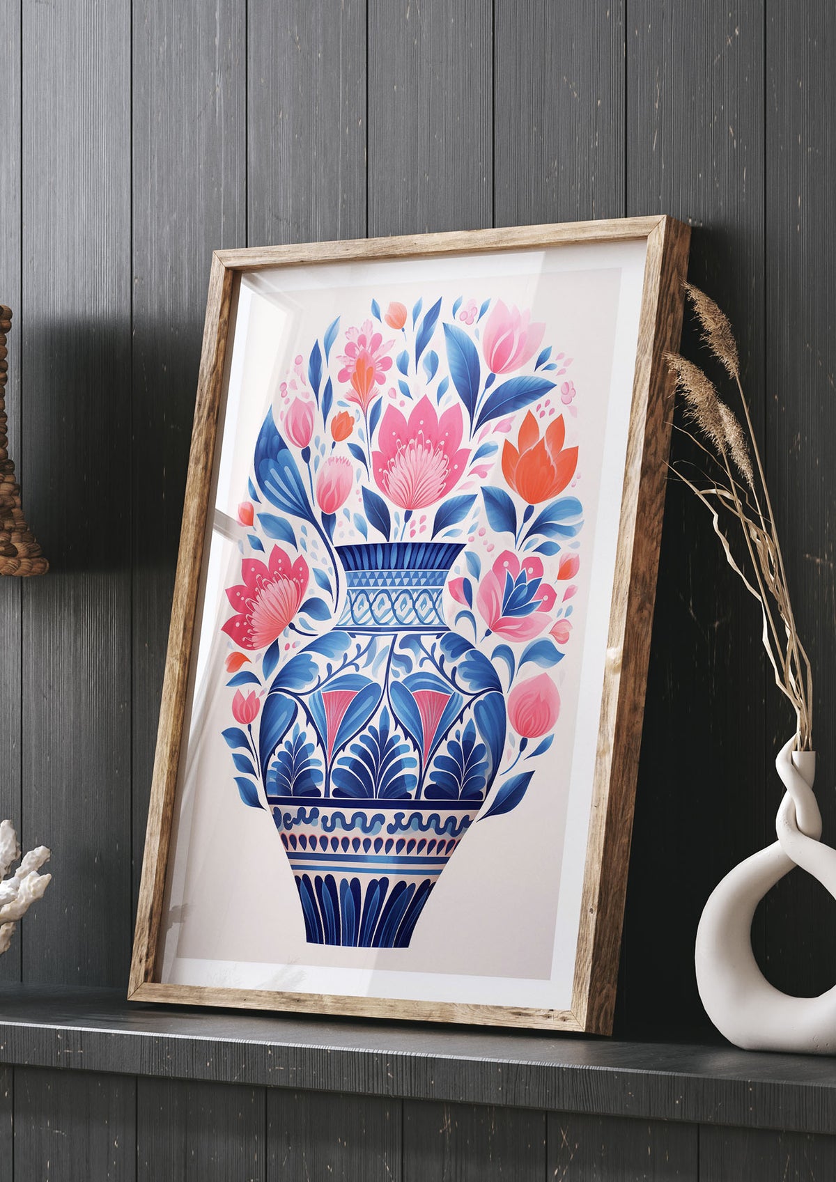 Colorful Vase with Vibrant Bold Flowers
