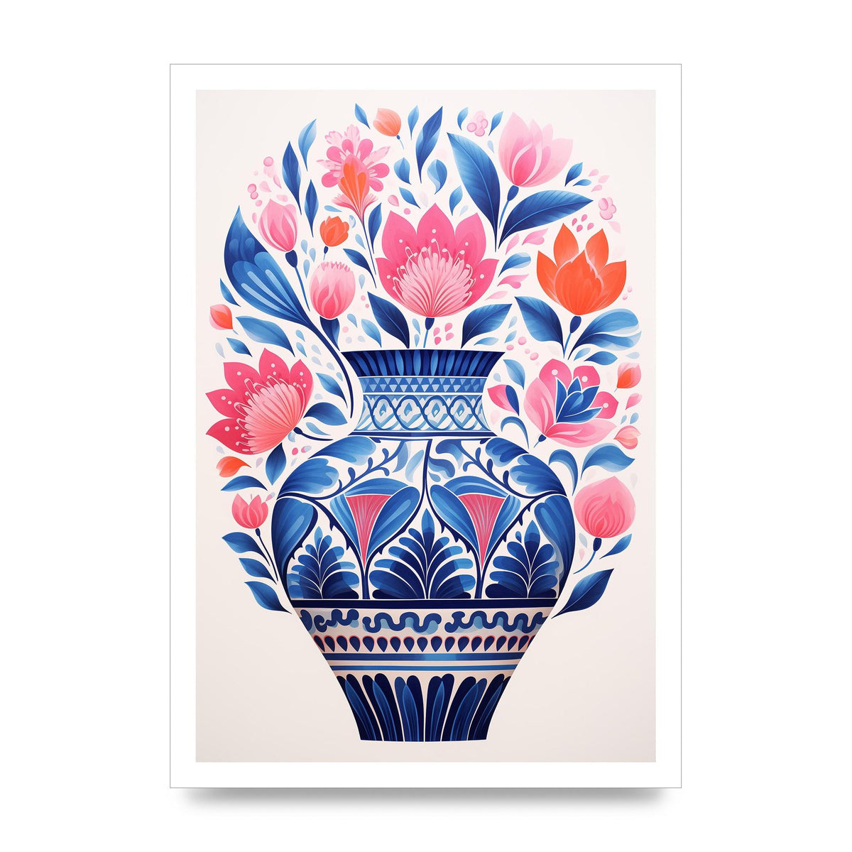 Colorful Vase with Vibrant Bold Flowers