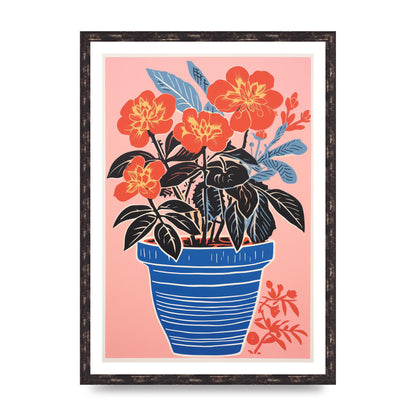 Vibrant Vase with Bold Shapes and Flowers