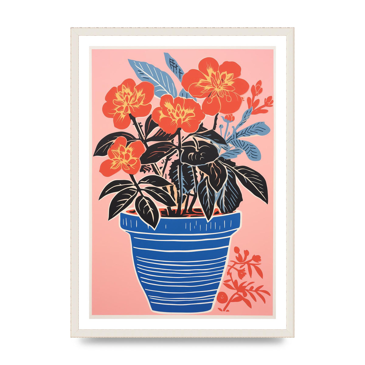 Vibrant Vase with Bold Shapes and Flowers