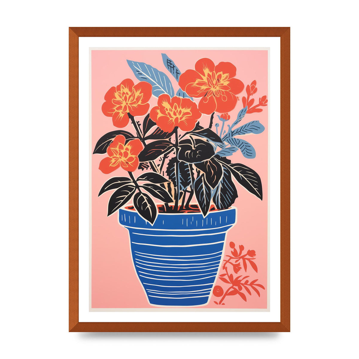 Vibrant Vase with Bold Shapes and Flowers