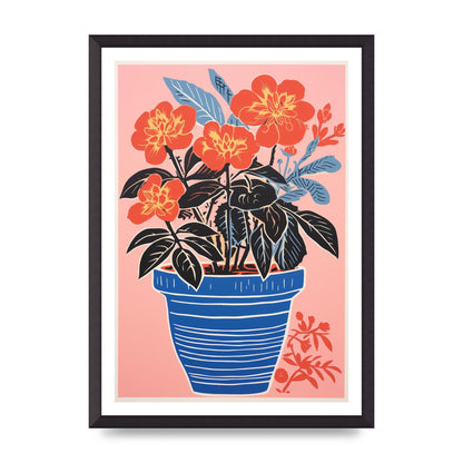 Vibrant Vase with Bold Shapes and Flowers