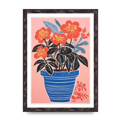 Vibrant Vase with Bold Shapes and Flowers