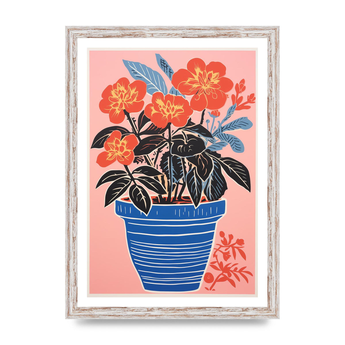 Vibrant Vase with Bold Shapes and Flowers