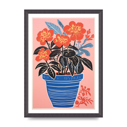 Vibrant Vase with Bold Shapes and Flowers