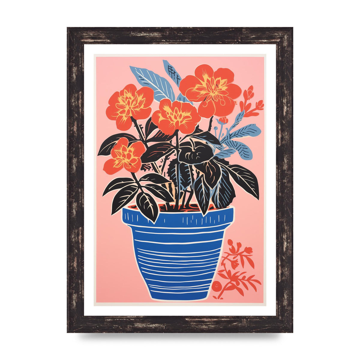 Vibrant Vase with Bold Shapes and Flowers