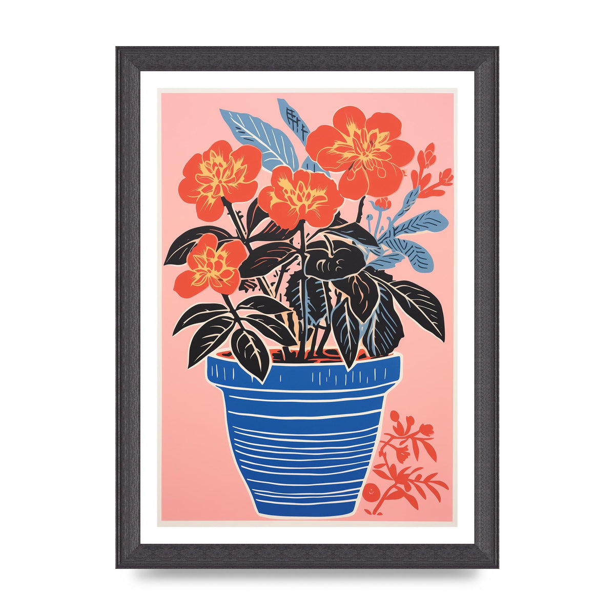 Vibrant Vase with Bold Shapes and Flowers