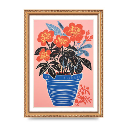 Vibrant Vase with Bold Shapes and Flowers