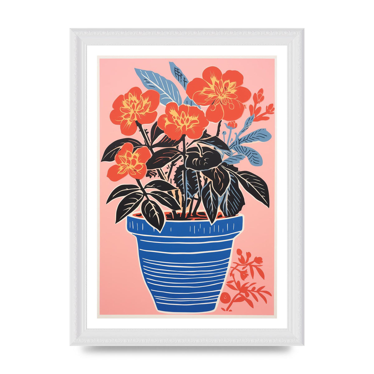 Vibrant Vase with Bold Shapes and Flowers