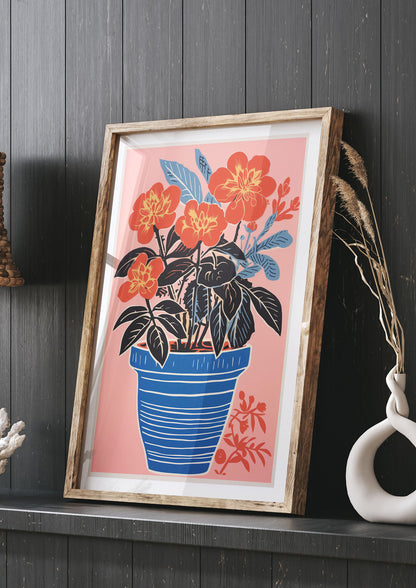 Vibrant Vase with Bold Shapes and Flowers