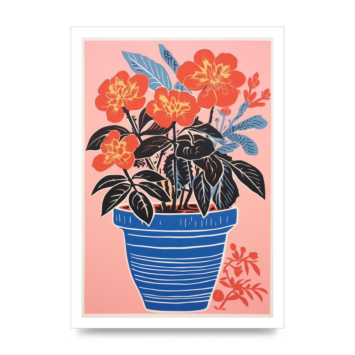Vibrant Vase with Bold Shapes and Flowers