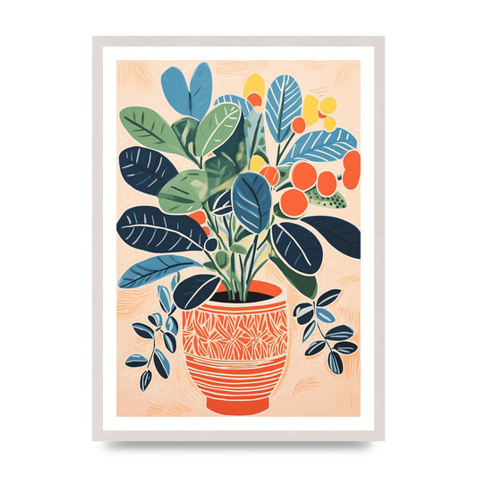 Colorful Vase with Vibrant Flowers and Shapes