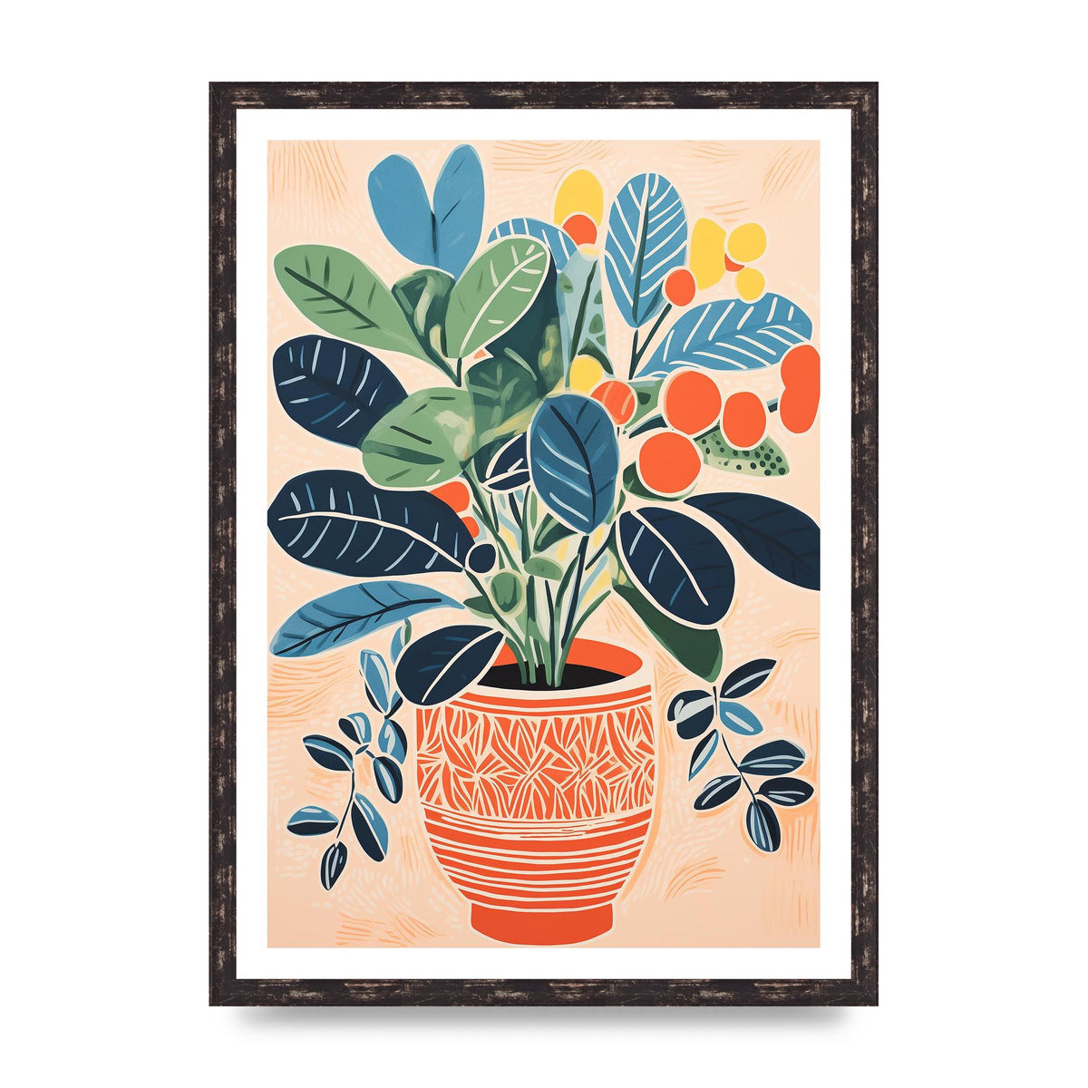 Colorful Vase with Vibrant Flowers and Shapes