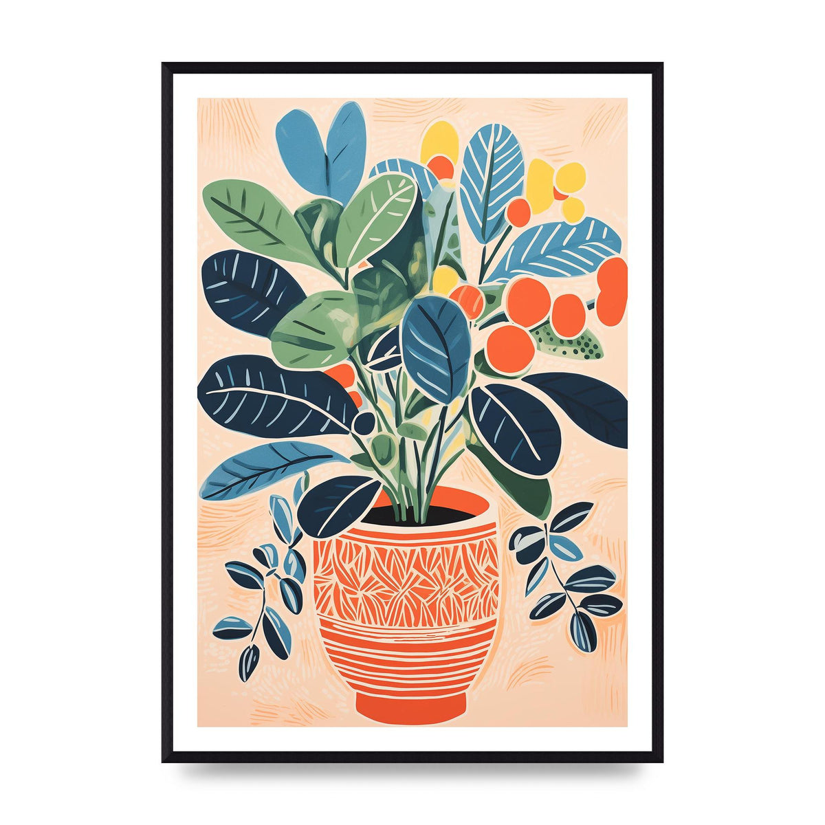 Colorful Vase with Vibrant Flowers and Shapes