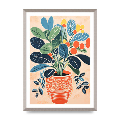Colorful Vase with Vibrant Flowers and Shapes