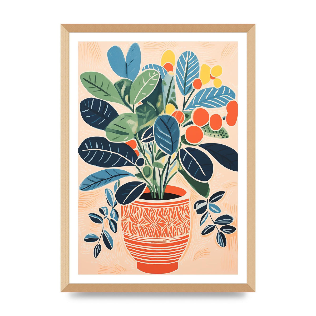 Colorful Vase with Vibrant Flowers and Shapes