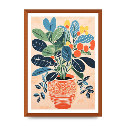 Colorful Vase with Vibrant Flowers and Shapes