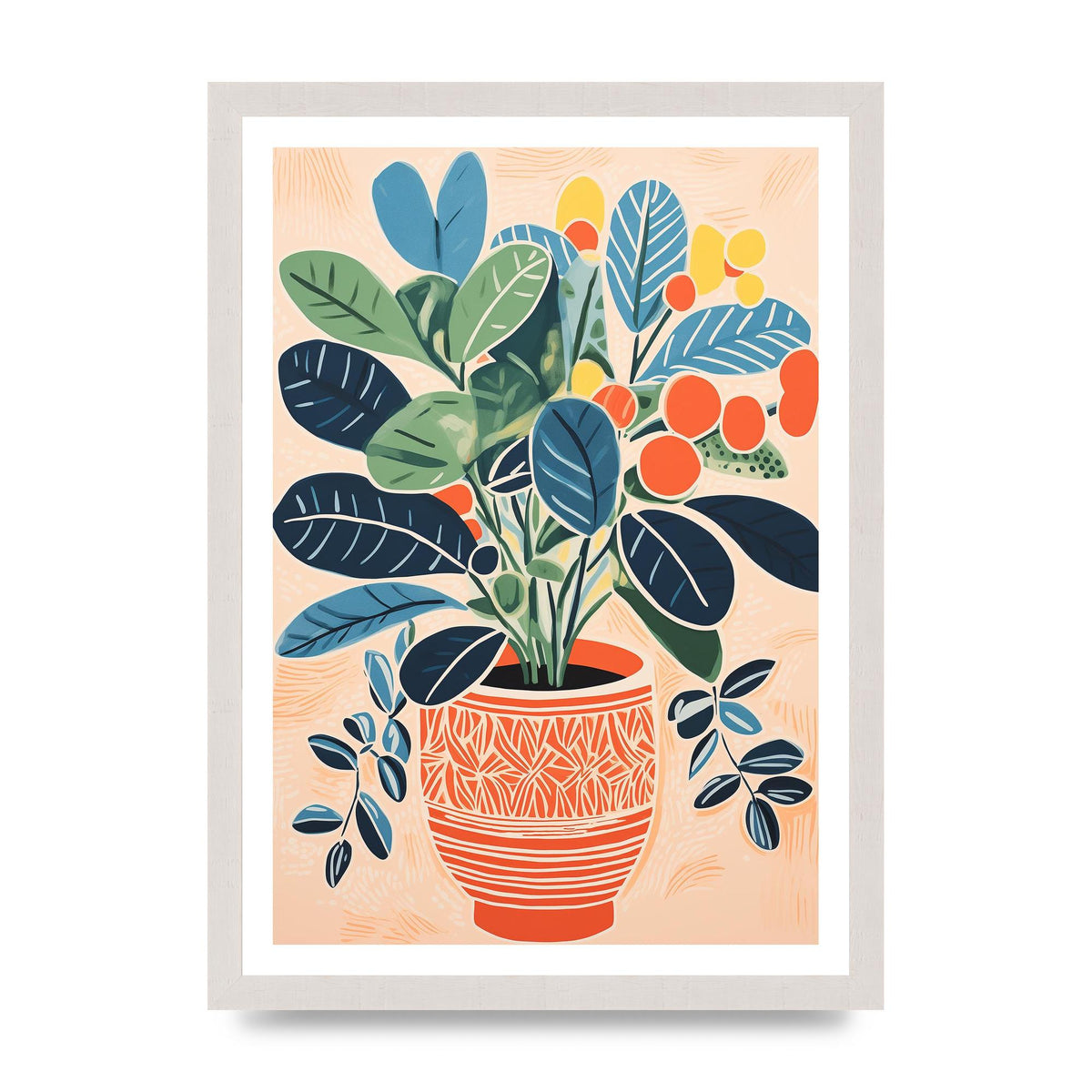 Colorful Vase with Vibrant Flowers and Shapes