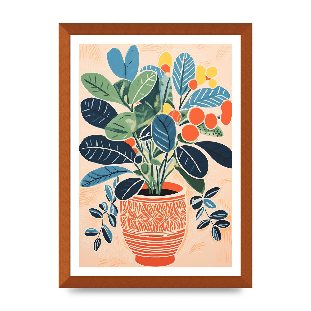 Colorful Vase with Vibrant Flowers and Shapes