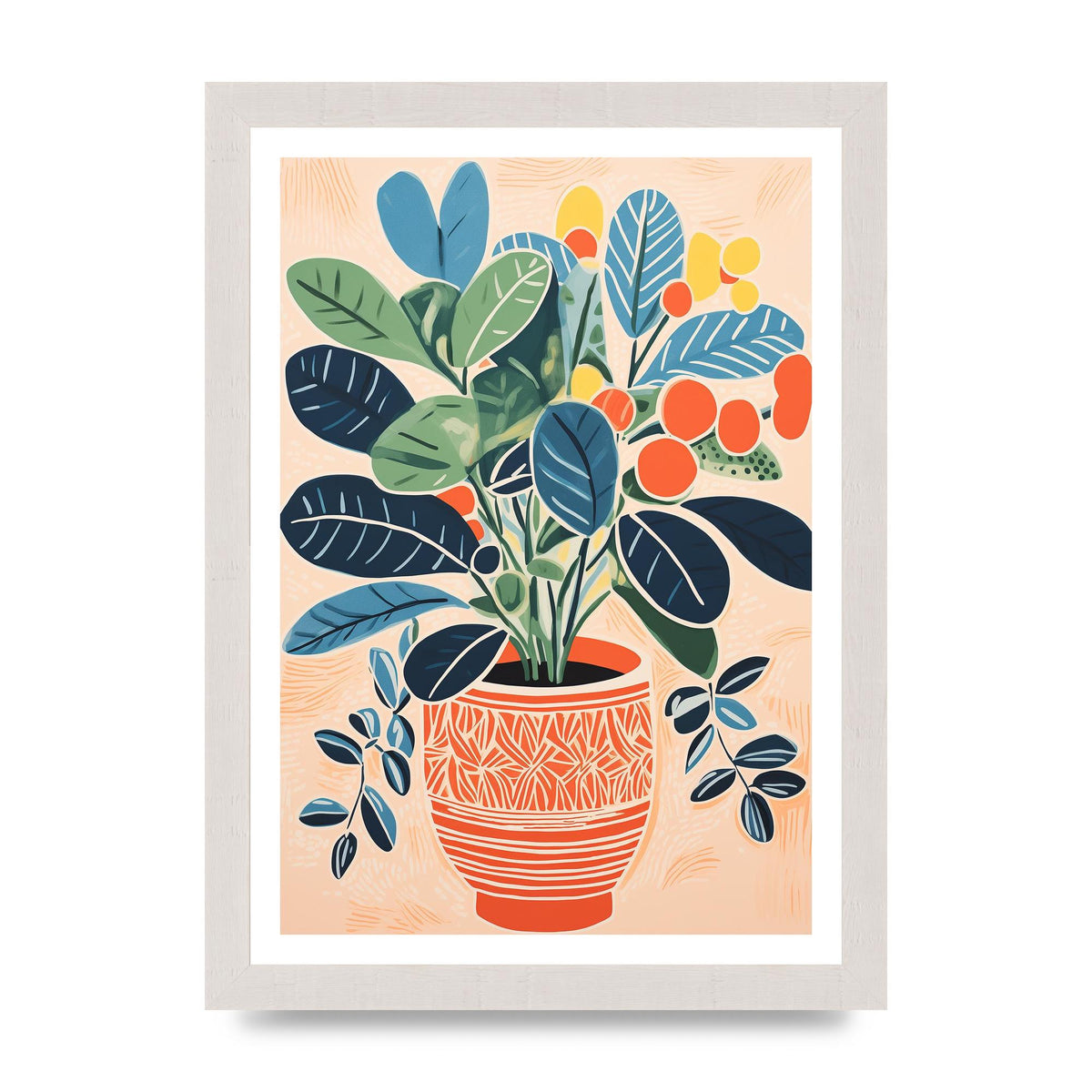 Colorful Vase with Vibrant Flowers and Shapes