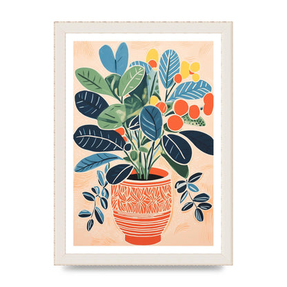 Colorful Vase with Vibrant Flowers and Shapes