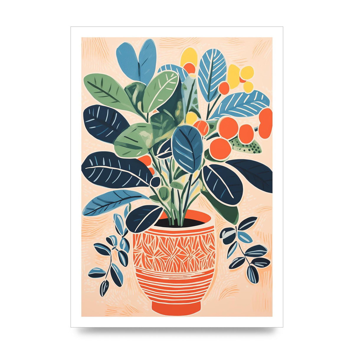 Colorful Vase with Vibrant Flowers and Shapes