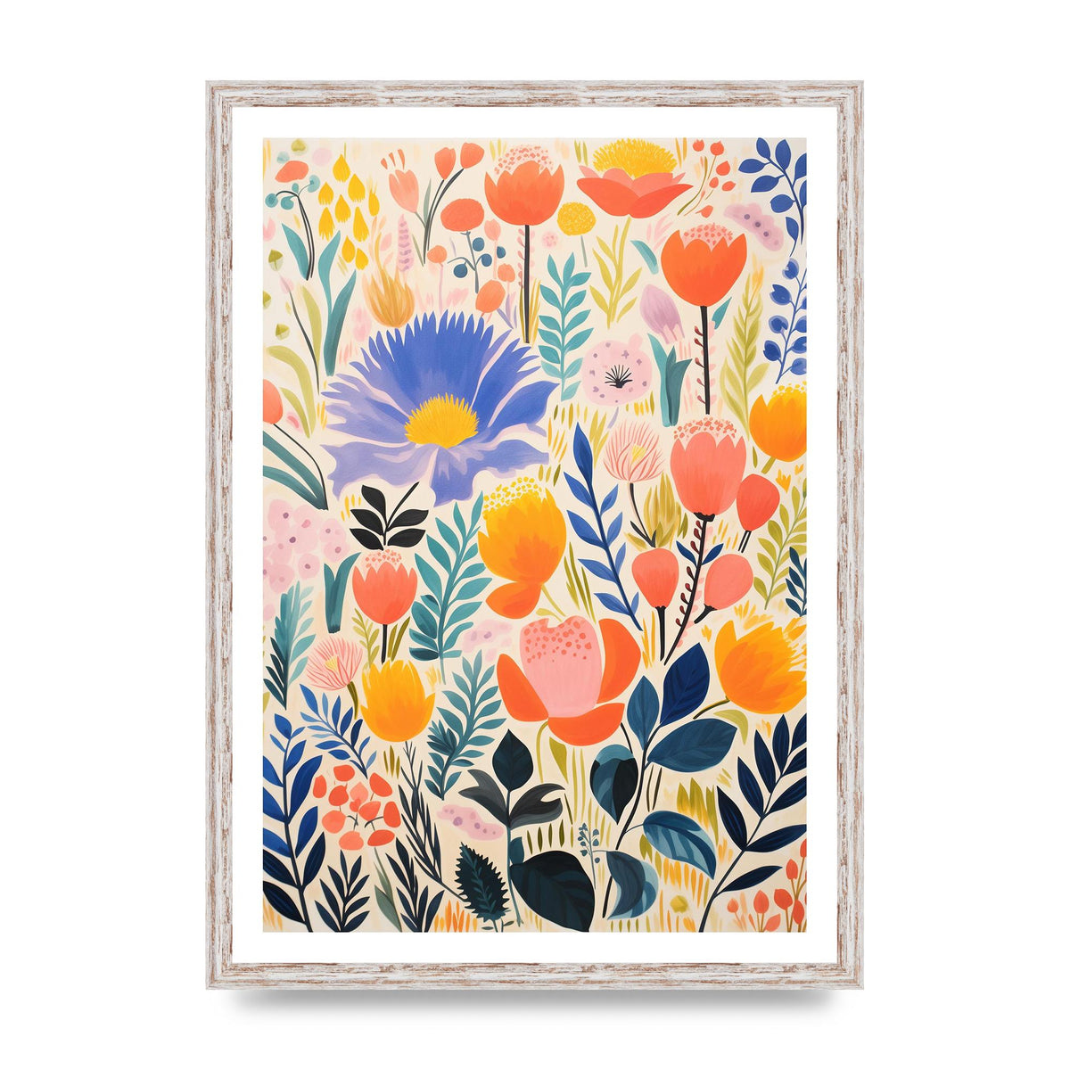 Vibrant-Colored Vase with Simple Flowers