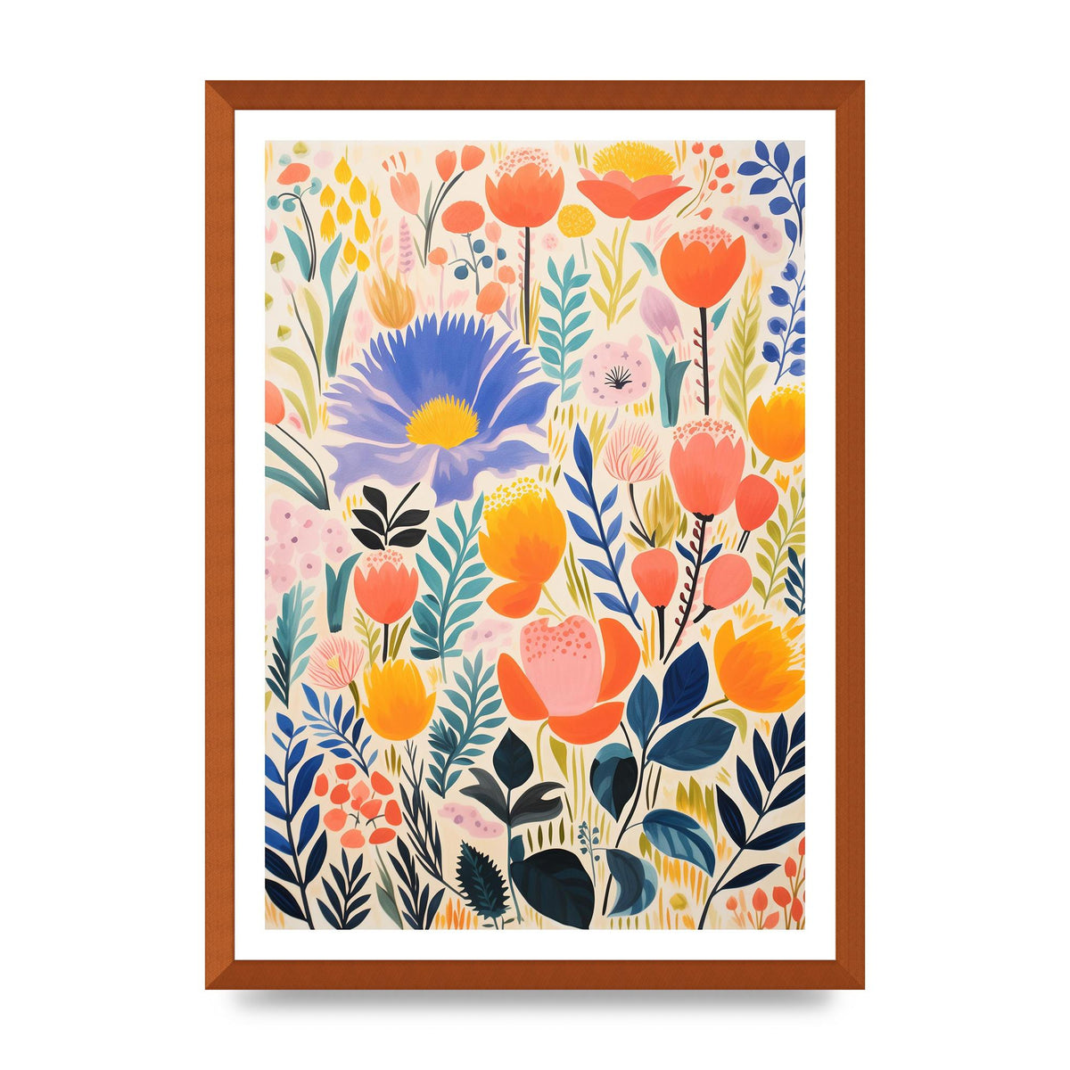 Vibrant-Colored Vase with Simple Flowers