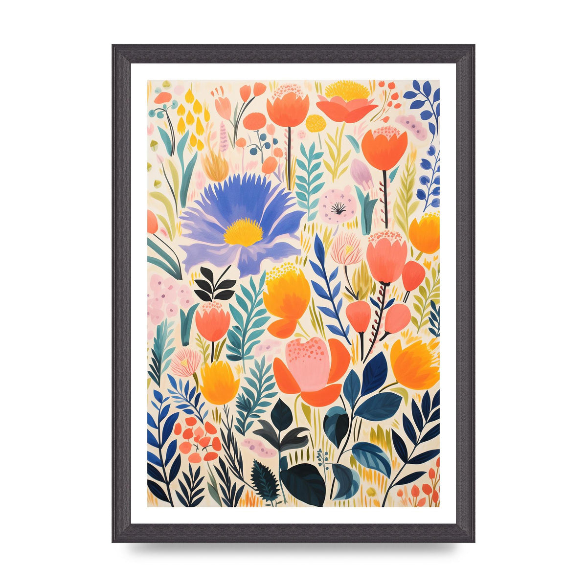 Vibrant-Colored Vase with Simple Flowers
