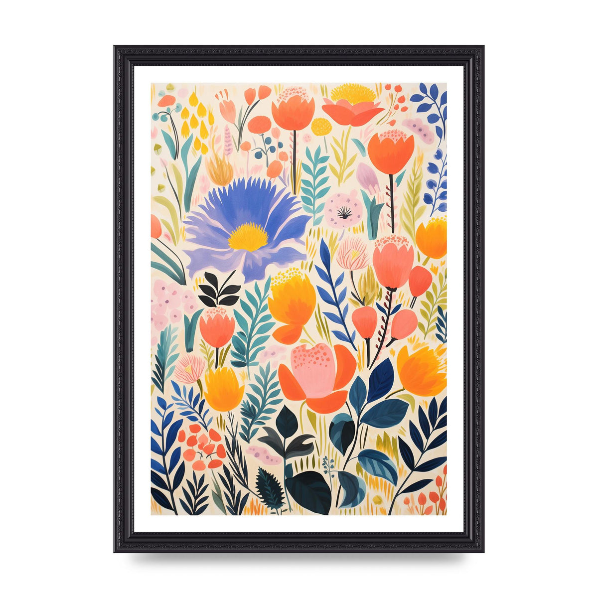 Vibrant-Colored Vase with Simple Flowers