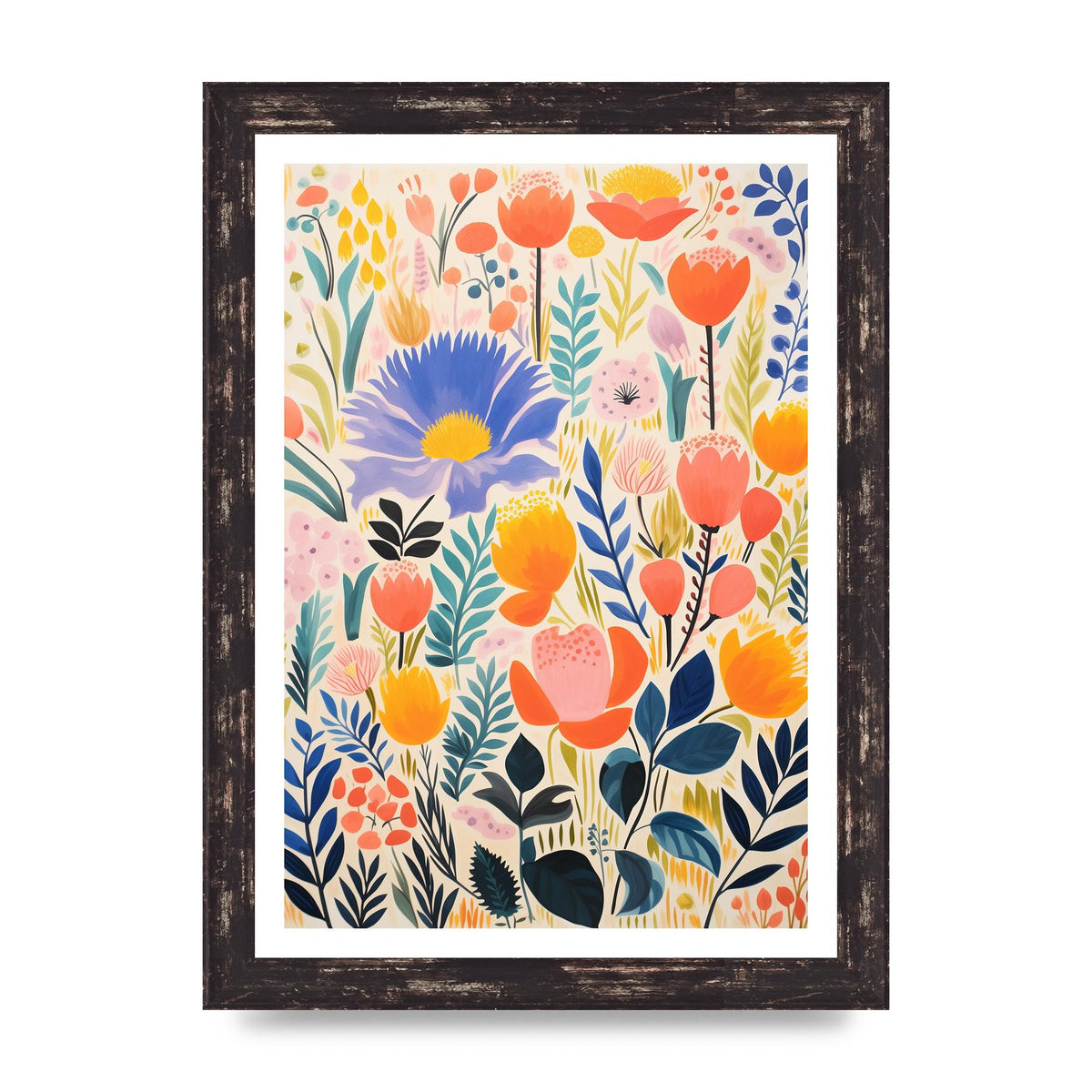 Vibrant-Colored Vase with Simple Flowers