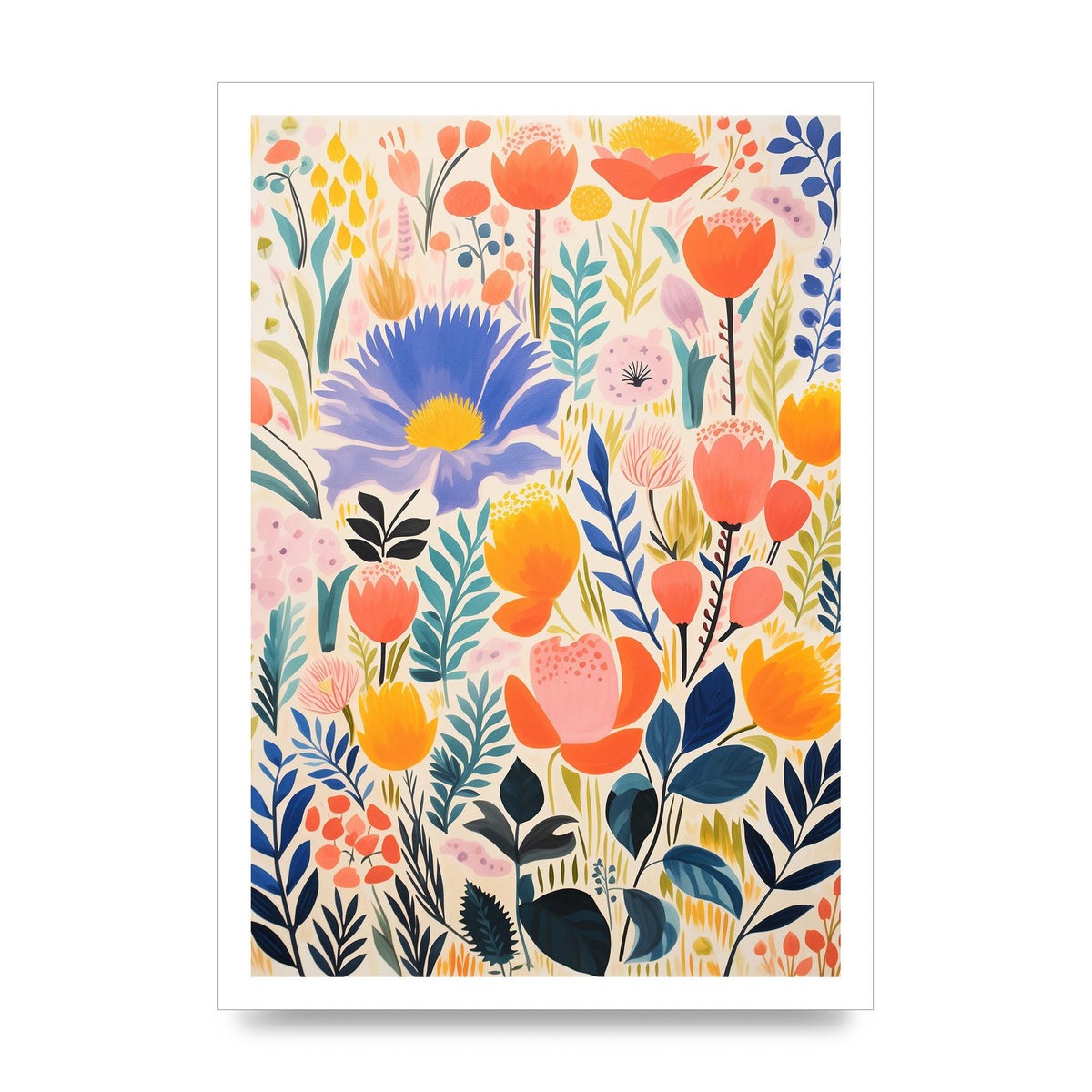 Vibrant-Colored Vase with Simple Flowers