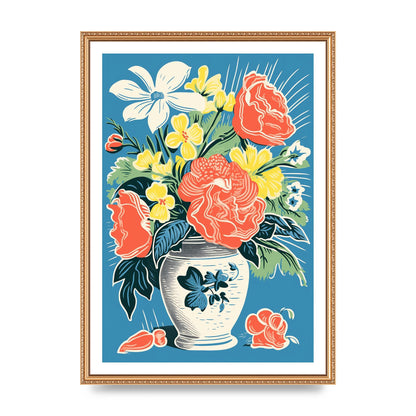 Vase with Vibrant Flowers and Bold Shapes