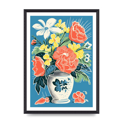 Vase with Vibrant Flowers and Bold Shapes